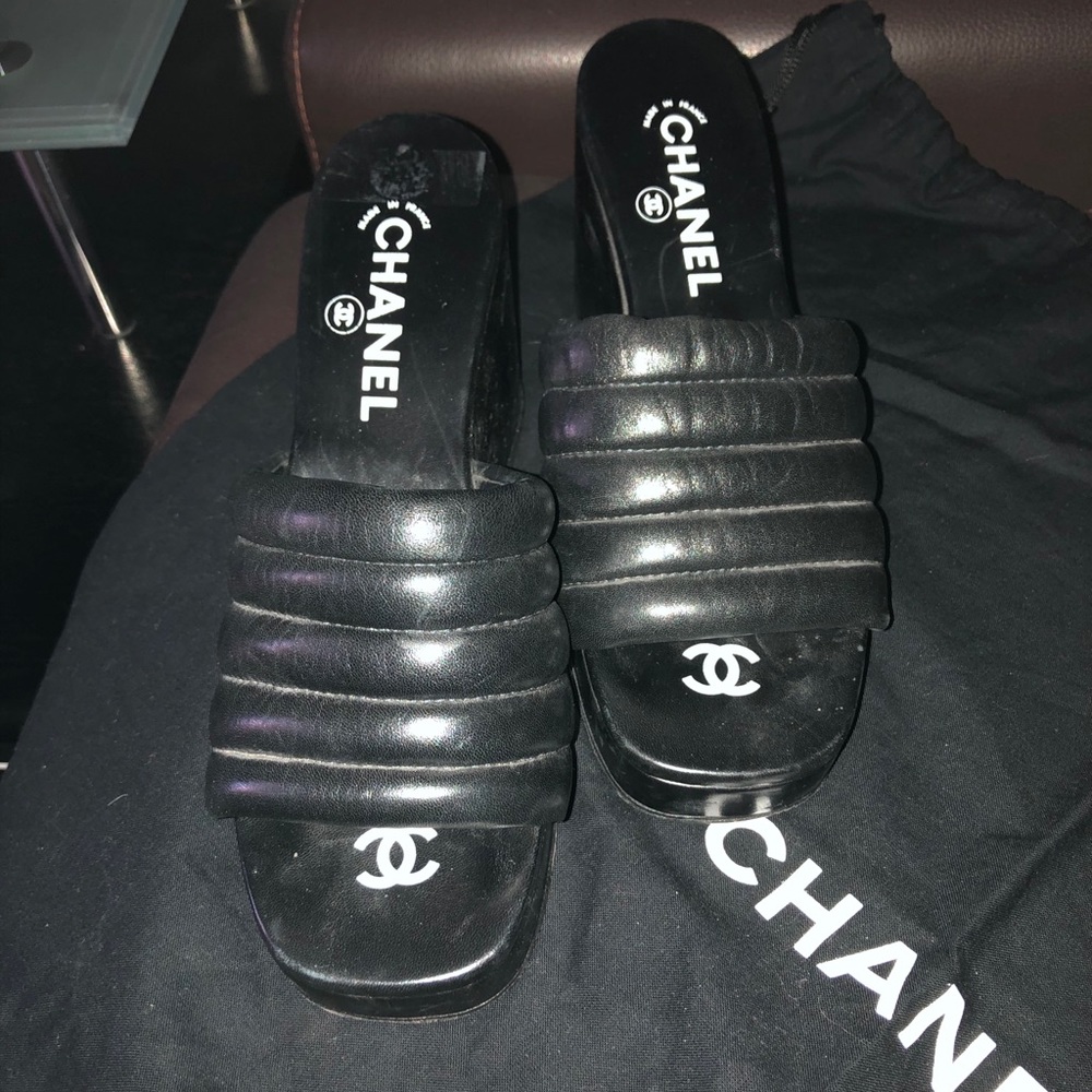 Chanel wedge sandals